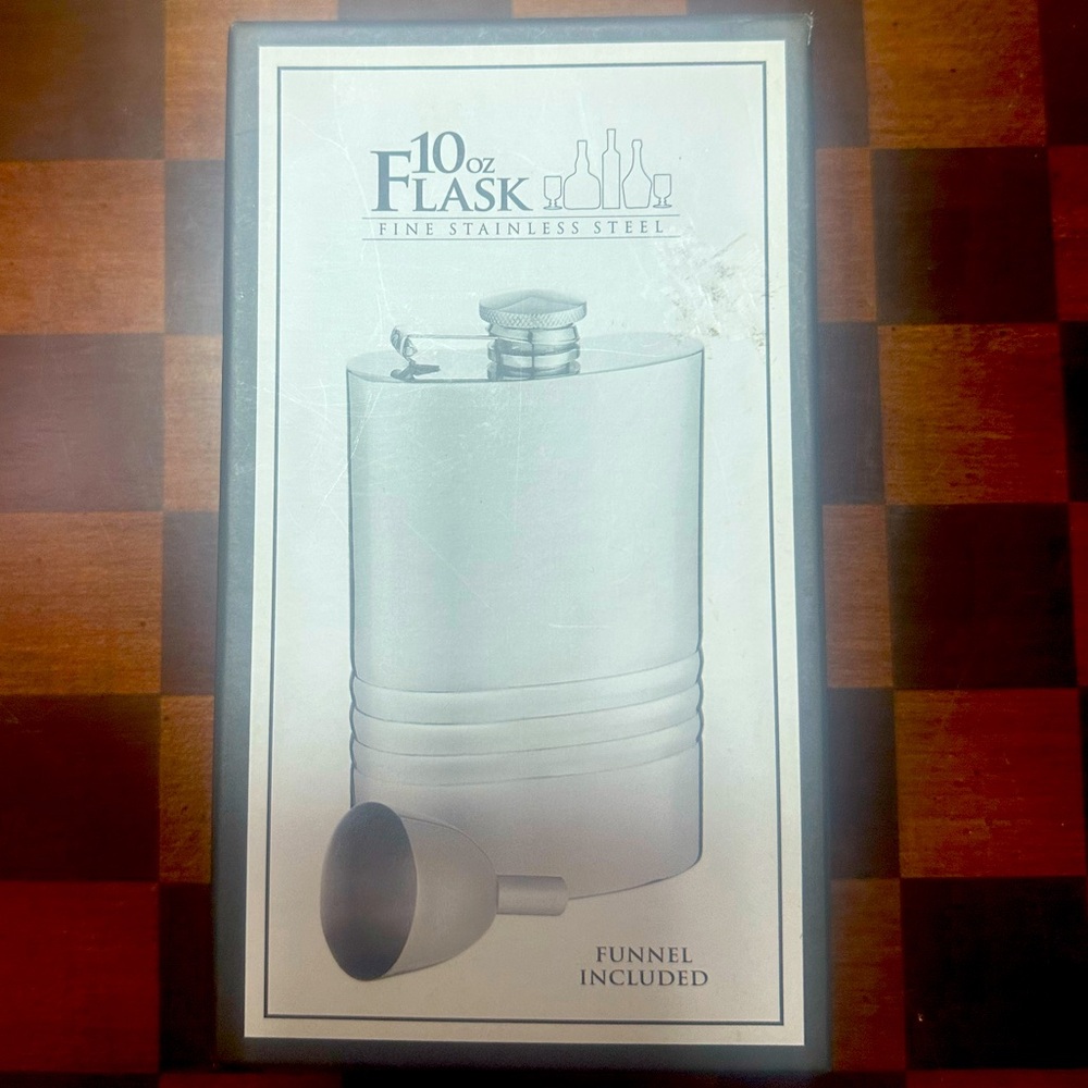 Godinger 10 oz Stainless Steel Flask with Funnel – New in Box